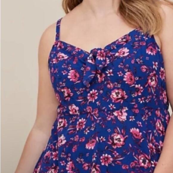 Torrid Floral Blue PEPLUM EYELET CAMI - Picture 5 of 7